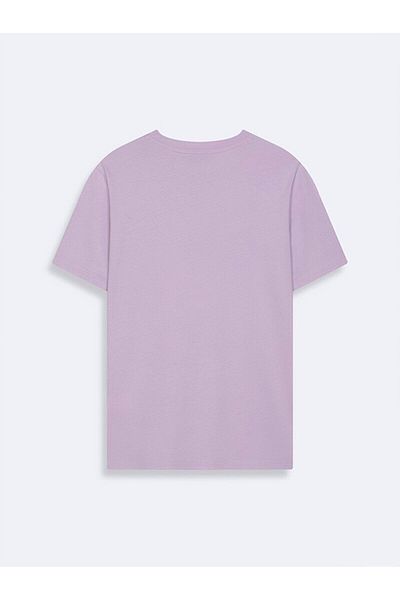Ltb Tricou obișnuit liliac cu mânecă scurtă cu imprimeu Sıgn