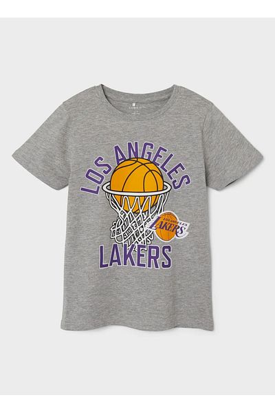 name ıt Name İt Patterned Gray Melange T-Shirt for Boys Nkmmateo Nba Ss Top Box Ous