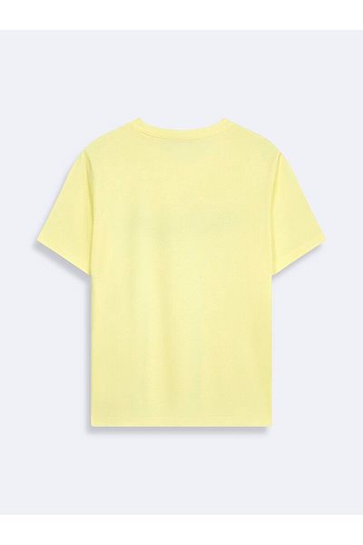 Ltb Tricou galben obișnuit cu mânecă scurtă cu imprimeu Sıgn