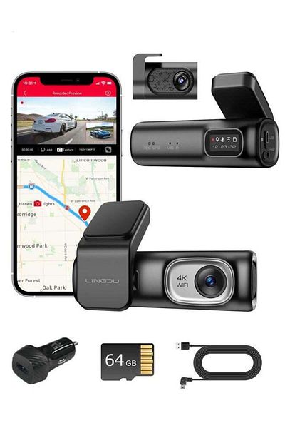 Generic LINGDU D600 4K Car Dash Cam Front and Rear 170 Degree Wide View Angle Built-in 5GHz WiFi