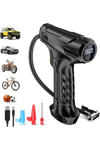 COOYA Rechargeable Tire Inflatable Pump Portable Air Compressor,120W Air Pump,battery 2000mAh,Use at night