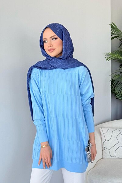 Hazamoda Baklava Pattern Tunic Baby Blue