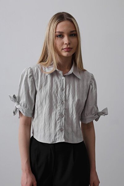 Modayakamoz Къса риза с вързани ръкави - сива