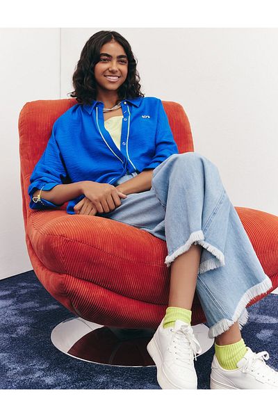 Kayra Patı Hidden Textured Tunic Cobalt Blue