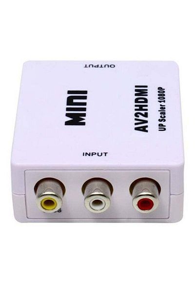 Generic محول CVBS مركب من AV2HDMI باللون الأبيض