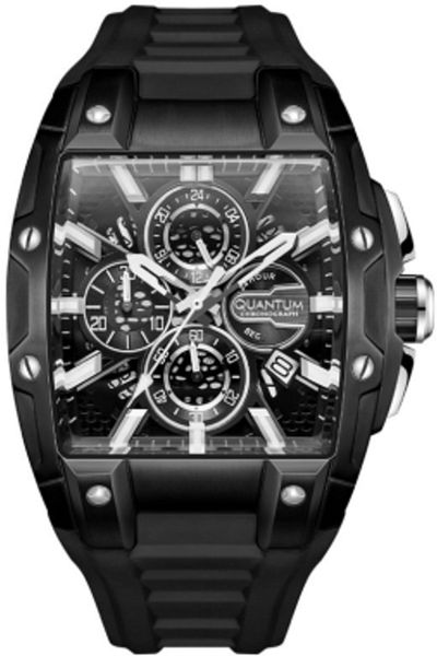 Quantum QUANTUM HNG1161.051 Men Chronograph Display Watch & Silicone Strap Black