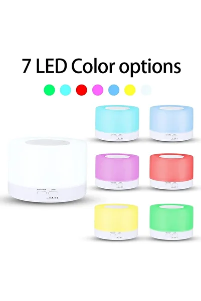 COOYA 500ml White Wood Grain Mist Humidifier,With Remote Controls,7 Colors Light,Two Cool Mist Mode