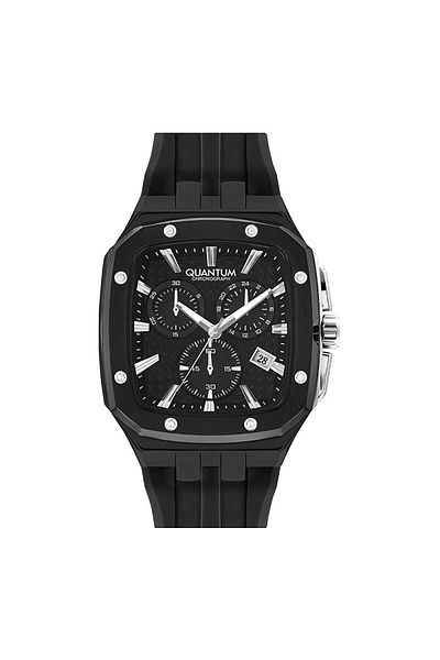Quantum QUANTUM HNG1033.651 Men Chronograph Display Watch & Silicone Strap Black