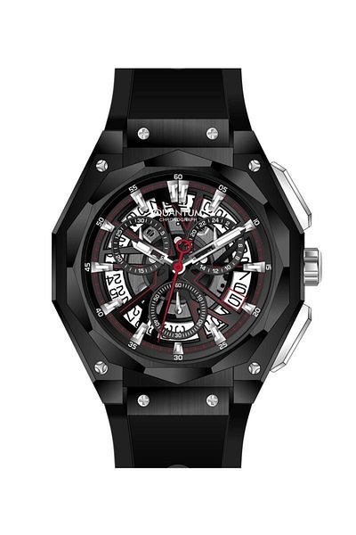 Quantum QUANTUM HNG1097.651 Men Chronograph Display Watch & Silicone Strap Black