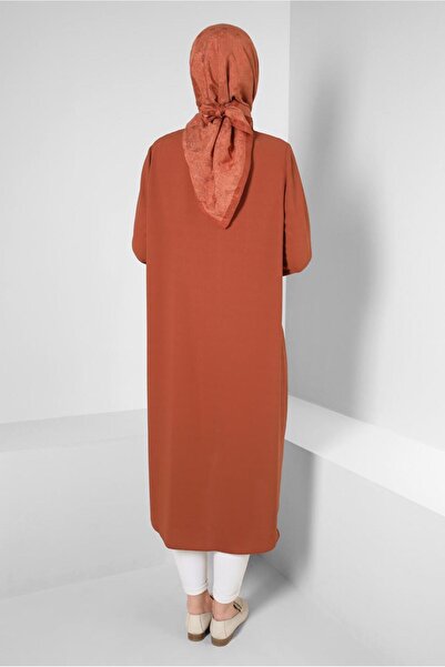 Alvina Long Tunic - Floral Pattern, Shirt Collar, 43790