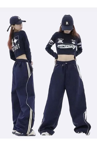 EDVESS Black Harajuku Style Y2k Parachute Pants Tracksuit