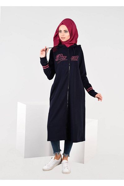 TRENDTESETTÜR Γυναικείο Navy Blue T 7441 Bwest - Αθλητικό μπουφάν με κουκούλα