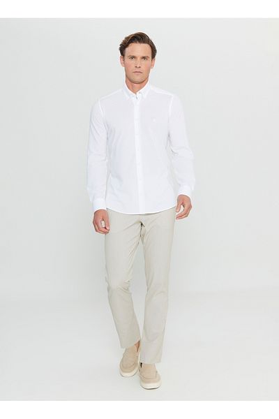 ALTINYILDIZ CLASSICS Altınyıldız Classics Slim Fit γιακάς με κουμπιά Λευκό ανδρικό πουκάμισο ACE 020252157 _ΒΙΖ