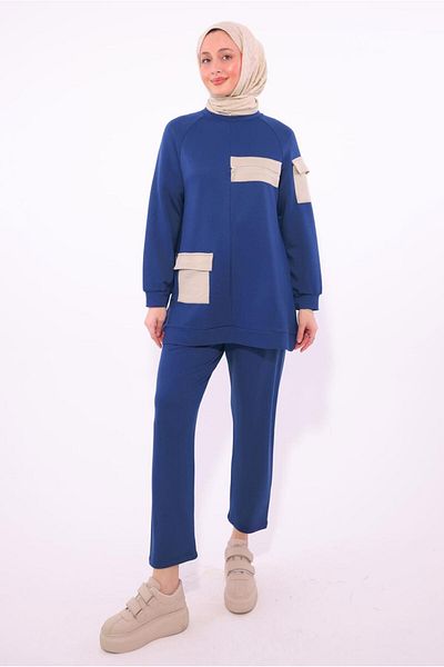 TRENDTESETTÜR Γυναικείο Navy Blue Σετ παντελονιού με τσέπες T 5074