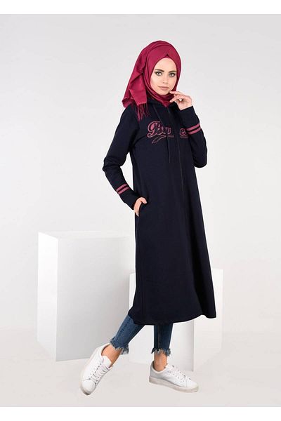TRENDTESETTÜR Γυναικείο Navy Blue T 7441 Bwest - Αθλητικό μπουφάν με κουκούλα