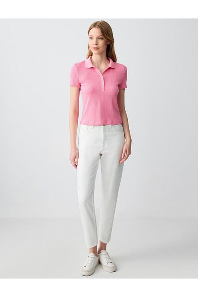 Jimmy Key Pink Slim Fit Short Sleeve Polo Neck Knitted T-Shirt