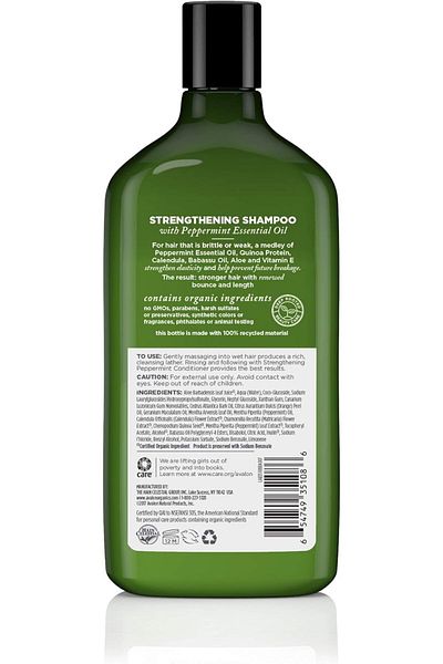 AVALON Organics Mint Strengthening Pepperment Shampoo, 11 Oz