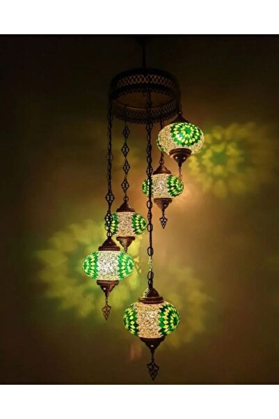 DEZ Design Mozaik Lamba 5'li Avize Otantik Bohem Sarkıt