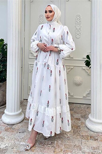 TRENDTESETTÜR Women's Red Patterned Dress t 61532