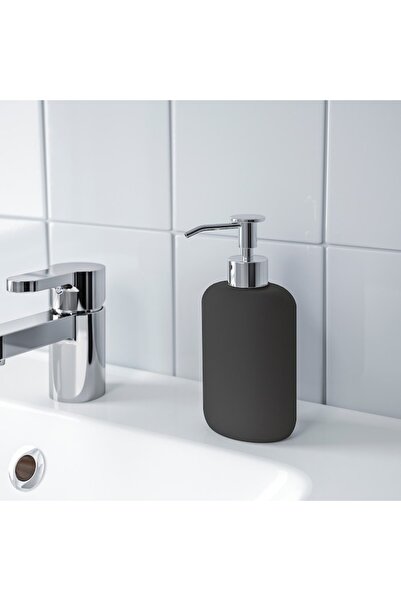 IKEA EKOLN Soap Dispenser – Dark Grey, 450ml, Stoneware, Modern Matte Finish, Durable & Easy to use