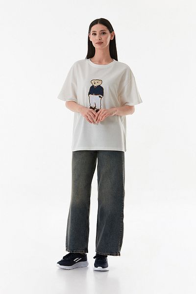 Fulla Moda Teddy Bear Embroidered Oversize T-Shirt