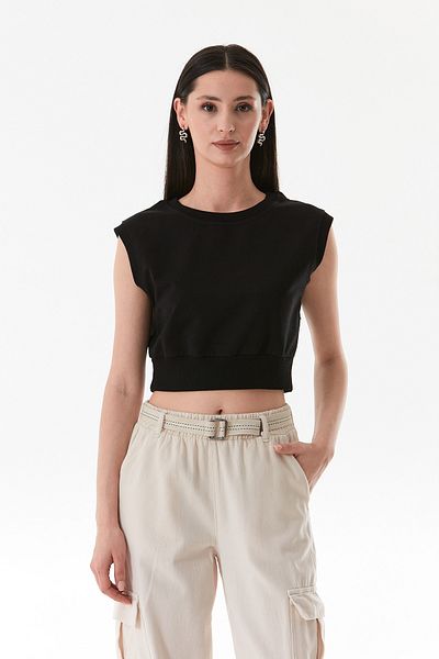 Fulla Moda Tricou fără mâneci cu nervuri de bază