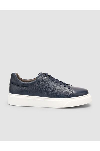 Cabani 100% Genuine Leather Navy Blue Men's Sneakers
