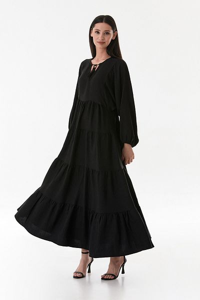 Fulla Moda Φόρεμα Fullamodest με γιακά δεμένο σε λαιμόκοψη