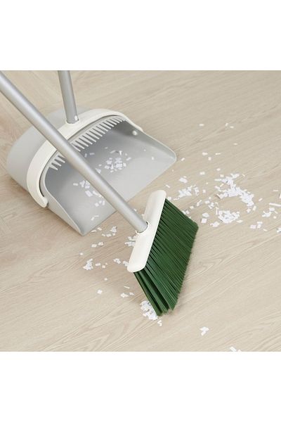 IKEA PEPPRIG Dustpan & Broom Set, Grey/Green – Compact & Efficient Cleaning Tool