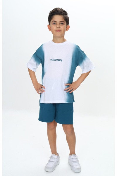 Toontoy Boy's Garni Detailed Playtime Printed Shorts Suit