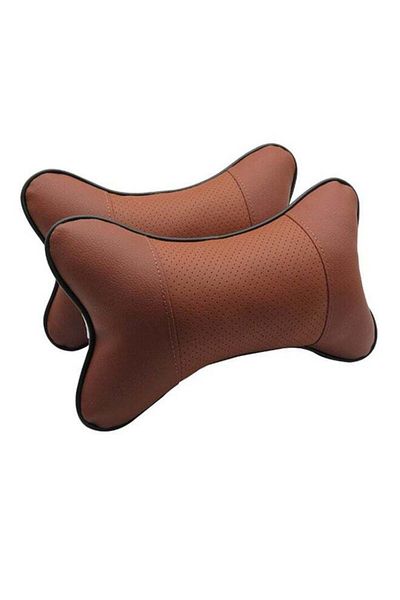 Generic 2-Piece Leather Car Neck Pillow