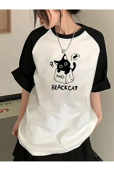 Touz Moda Μπλουζάκι Y2K Γκρι Λευκό Raglan Sleeve Oversize