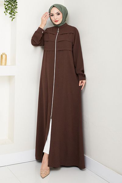 ModaMerve Cuff Buttoned Ferace 2018Efy931-M Brown