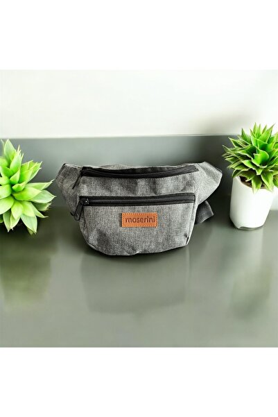 Moserini حقيبة كتف وخصر منقوشة للجنسين - رمادي