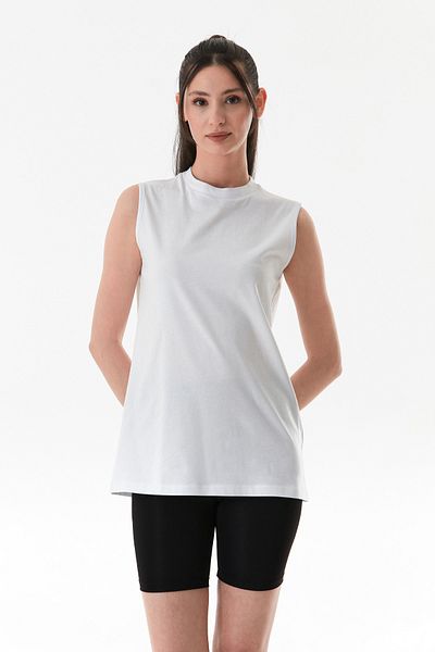 Fulla Moda Tricou oversize fără mâneci cu guler vertical de bază