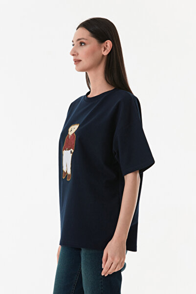 Fulla Moda Μπλουζάκι Oversize Κεντημένο αρκουδάκι