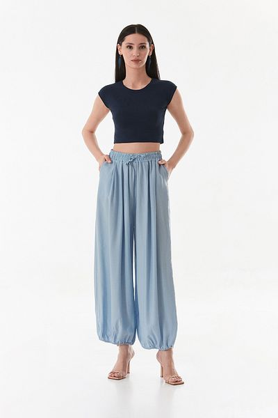 Fulla Moda Pantaloni largi cu talie și picioare elastice