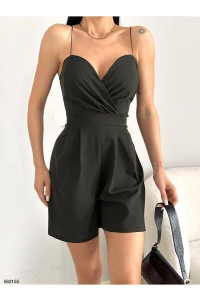 Modafeminen Μίνι βραδινό φόρεμα με εύκαμπτο κρεπ υφασμάτινο λουράκι και σορτς 582155 Χακί