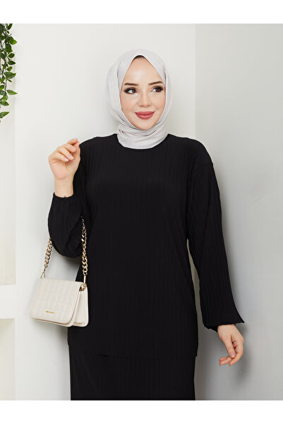 ECK MODA Γυναικείο Σετ Πλήρες Πλισέ Φούστα με Ελαστικό Υφασμάτινο Σετ Επάνω και Κάτω μέρος από Λύκρα