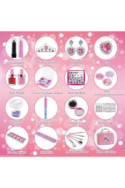 COOYA Kids Makeup Kit for Girls, Washable Make Up Set 32pcs, for 5 6 7 8 9 10 Year Old Girls