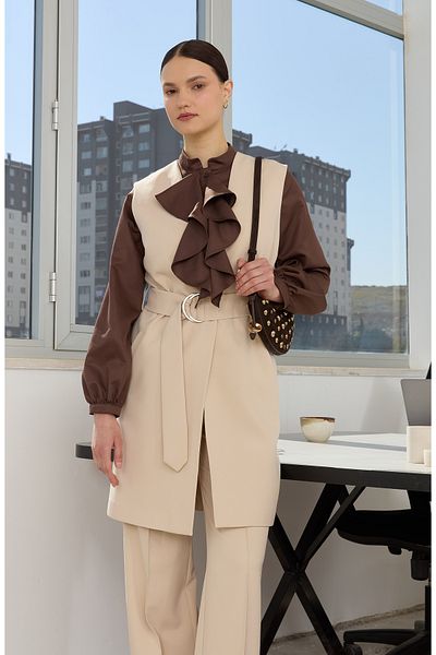 Fatma Atasoy Double Belted Stone Vest