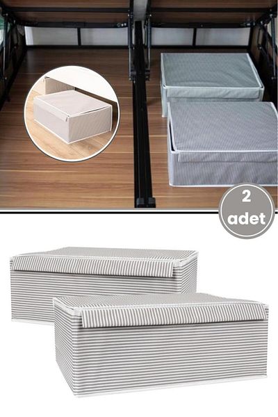 Flora Base Box Storage Box, under Bed Sofa Organizer Waterproof Cardboard Backed (50X40X19Cm) 2 Pieces Gray