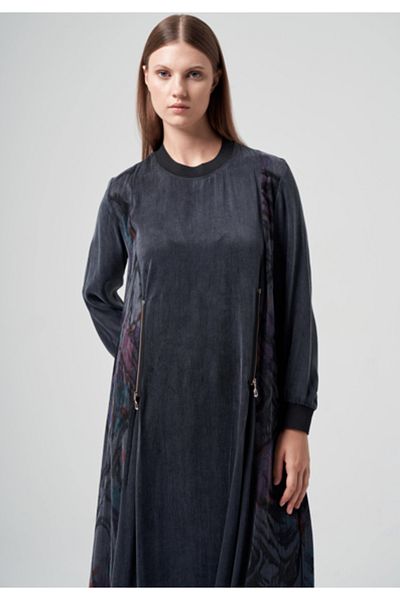 MÜSEMMA Oversize Midi Velvet Dress - Long Sleeve, Minimalist Style