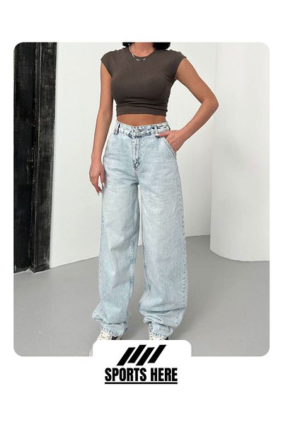 Son Bazar Blugi de damă cu pantaloni largi (SPĂLARE DE ZĂPADĂ)