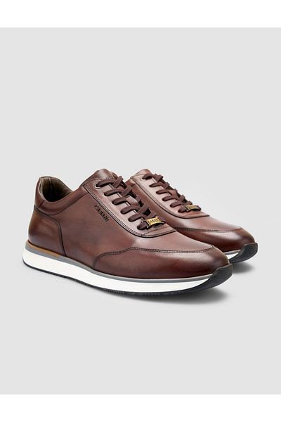Cabani 100% Genuine Leather Brown Lace-Up Men's Sports Shoes