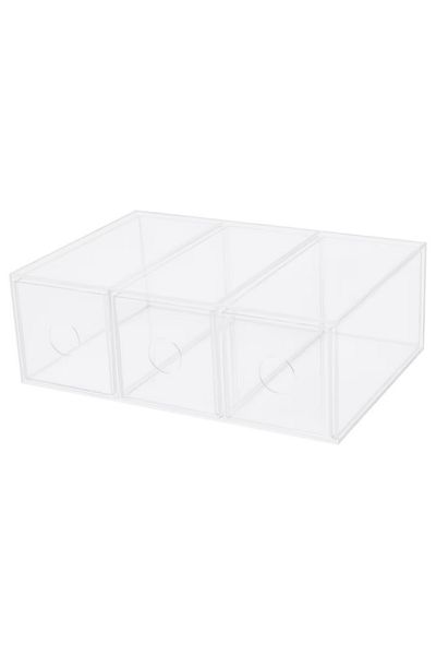 IKEA MOJAN Make-up Storage with 3 Drawers, Acrylic Plastic, 8.5x17x25 cm