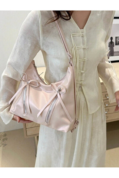 La Saade Y2k Coquette Pembe Fiyonklu Sırt Ve Kol Çantası