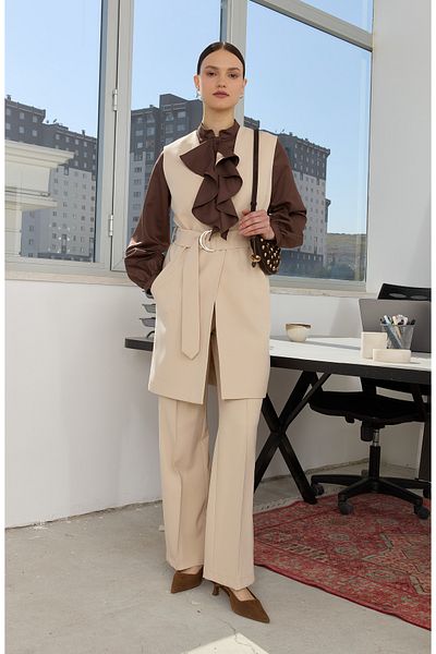 Fatma Atasoy Double Belted Stone Vest