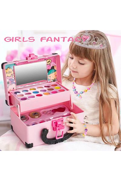 COOYA Kids Makeup Kit for Girl, Washable for Dress Up, with Cosmetic Case for Girls 3-12 Year Old