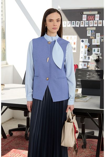 Fatma Atasoy Vestă Midi Sunshine Blue